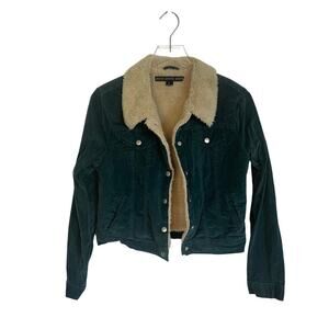 HYFVE Green Corduroy Jacket Sherpa Lined 70s Style Jacket Girls Size Large